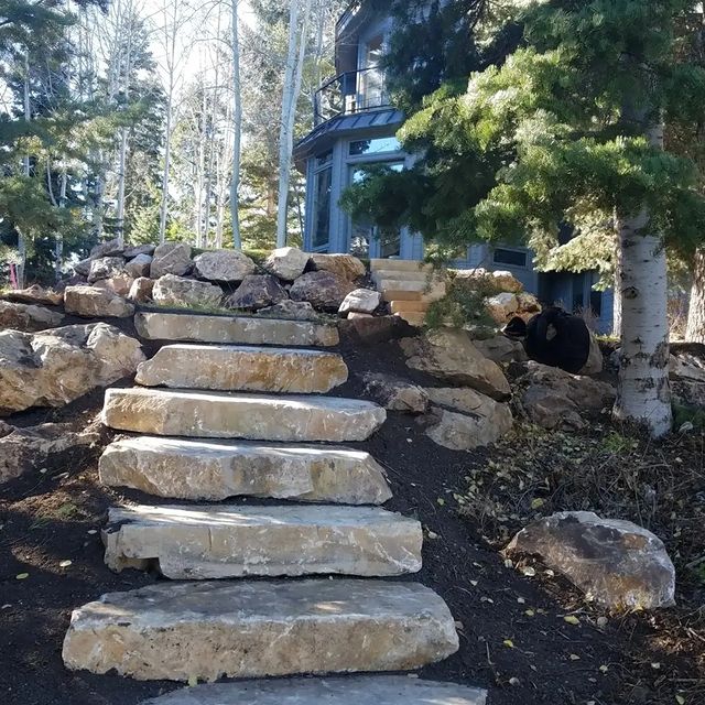 Stone stairs in landscaping